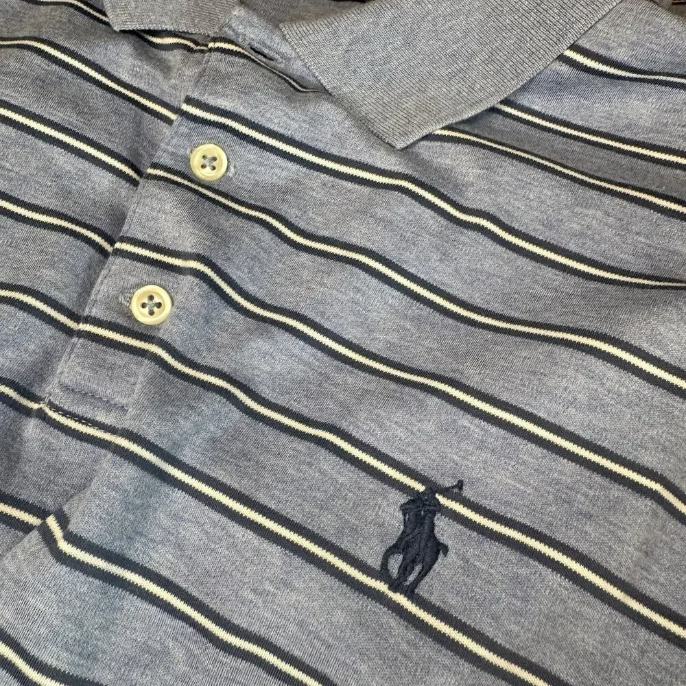 Polo Ralph Lauren Classic Fit Short Sleeve Shirt Blue White Stripes Men’s Large - Picture 8 of 8